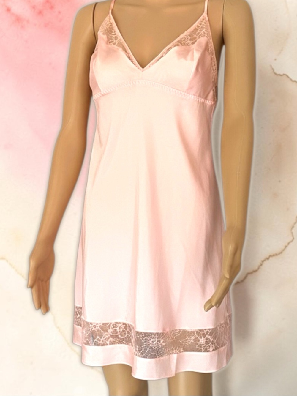 Victorias Secret M Rare Satin Nightgown Short Baby Pink chemise Nightie